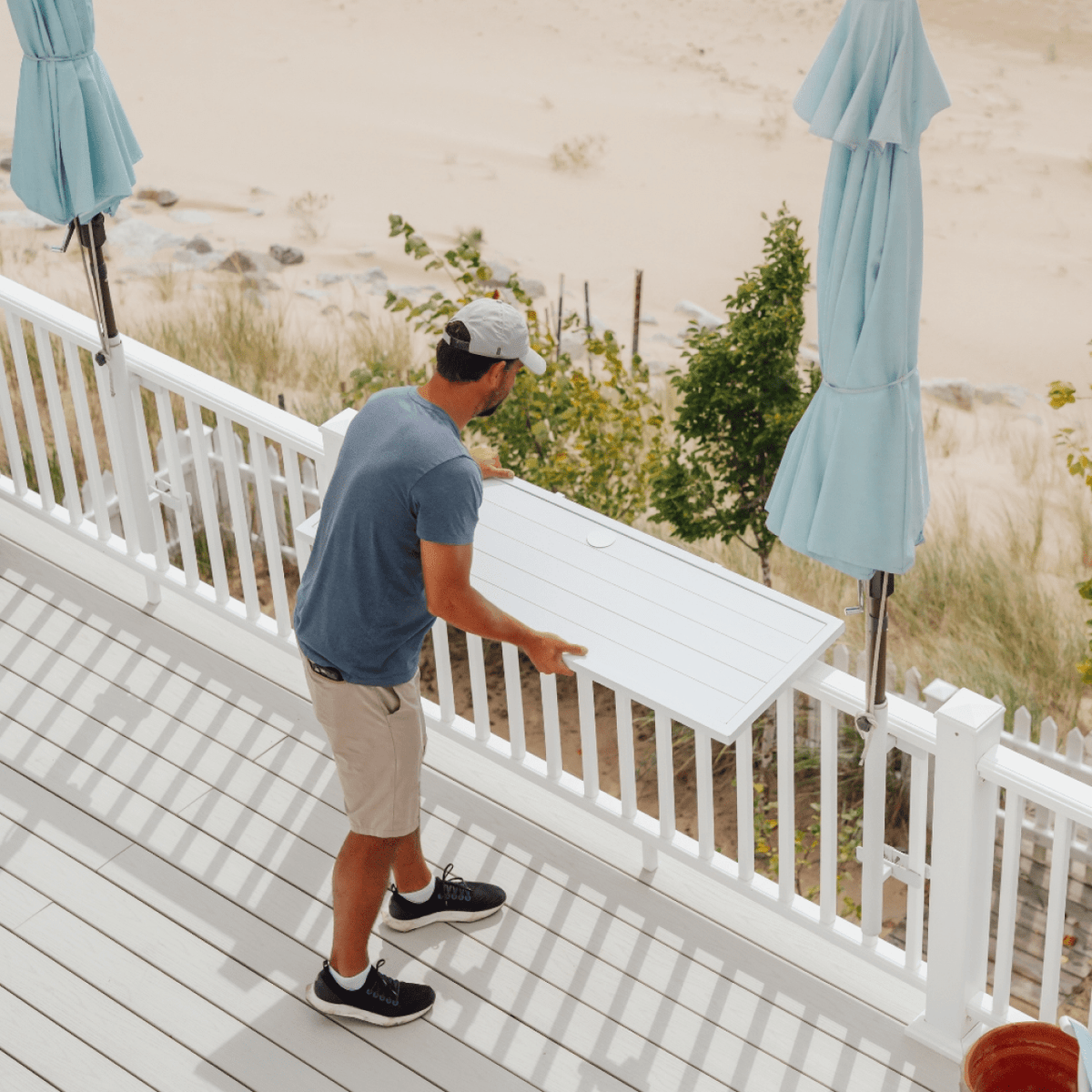 Railing Mounted Bar Table for Deck & Balcony Railings (Aluminum Black or White)