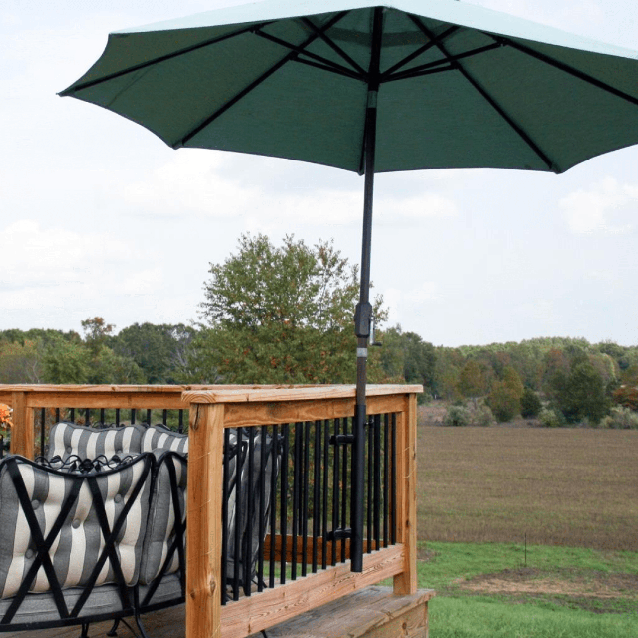 balcony patio umbrella Railing Mounted Umbrella Holder for Deck & Balcony Railings (Black or