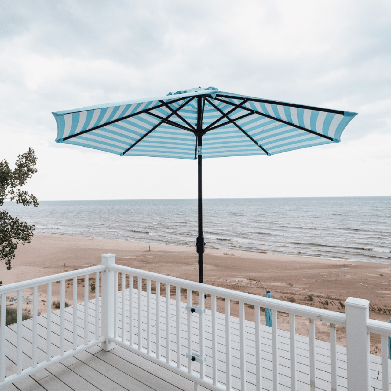 clamp on patio umbrellas Railing Mounted Umbrella Holder for Deck & Balcony Railings (Black or – Love Your Deck