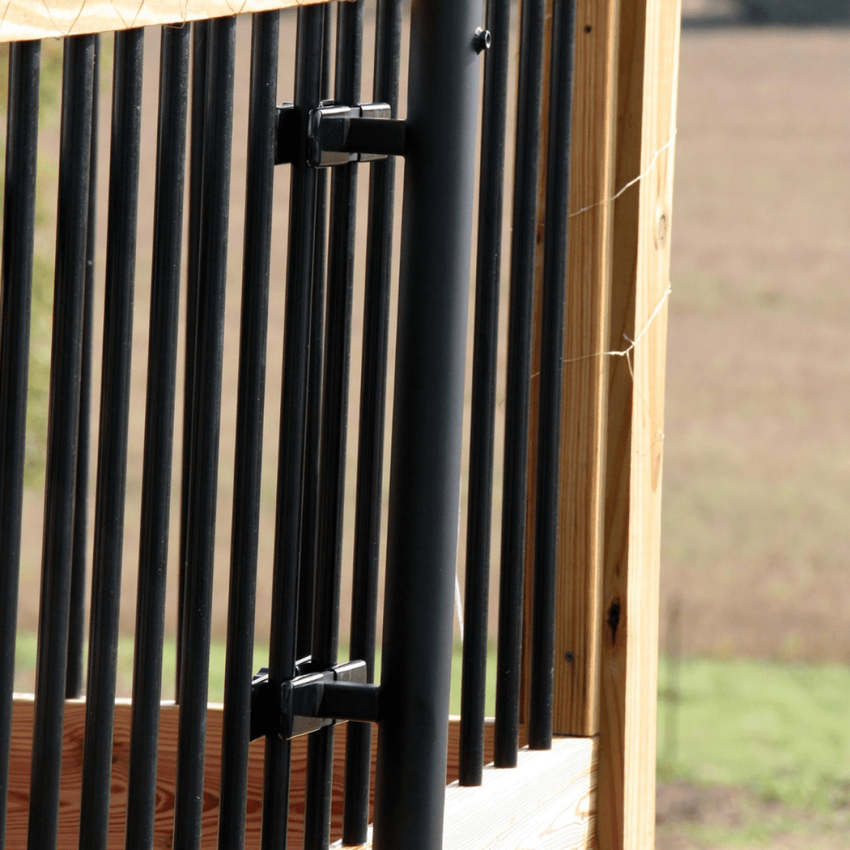 Railing Mounted Umbrella Holder for Deck & Balcony Railings (Black or White)