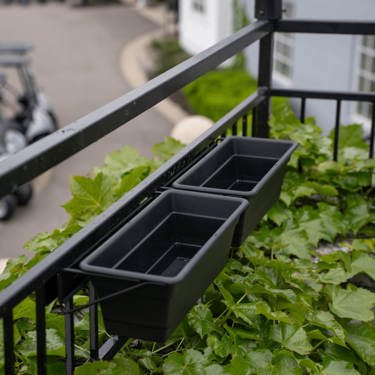 balcony hanging planter box Railing Mounted Planter Box for Deck & Balcony Railings (Set of Two)